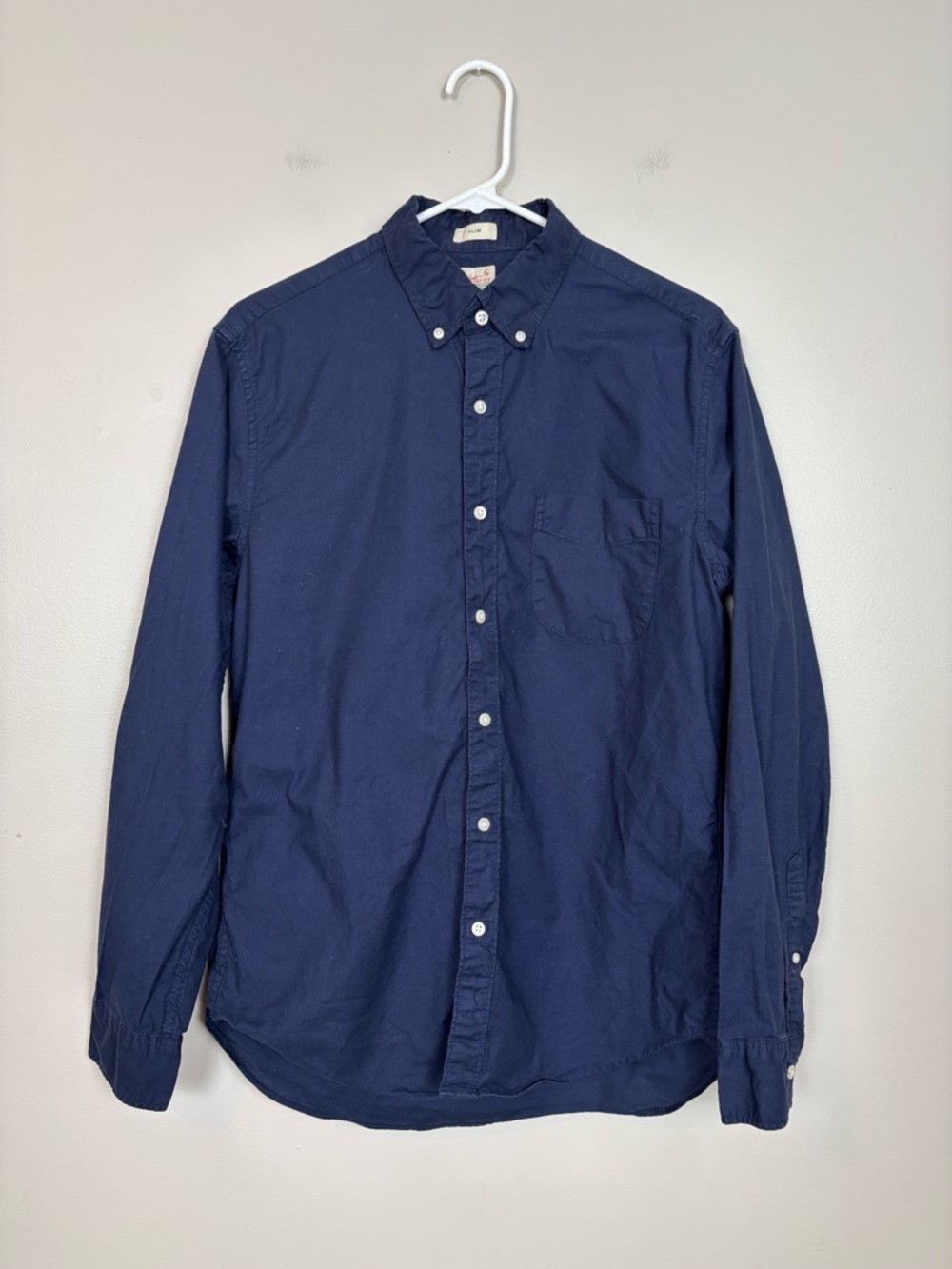 J Crew Shirt Mens Medium Blue Slim The Broken In Oxford Long Sleeve Button Front